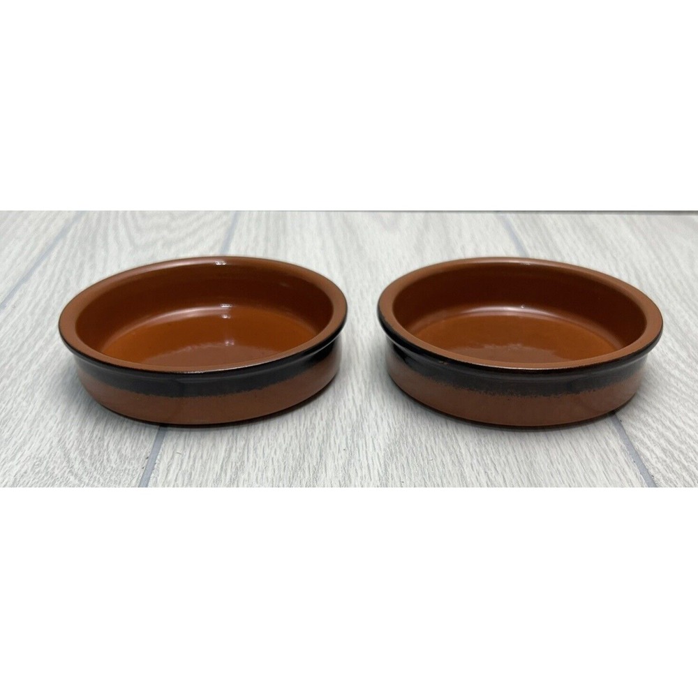 Cermer Glazed Set Of 2 Creme Brulé Flan Baking Dishes Terracotta Ramekins